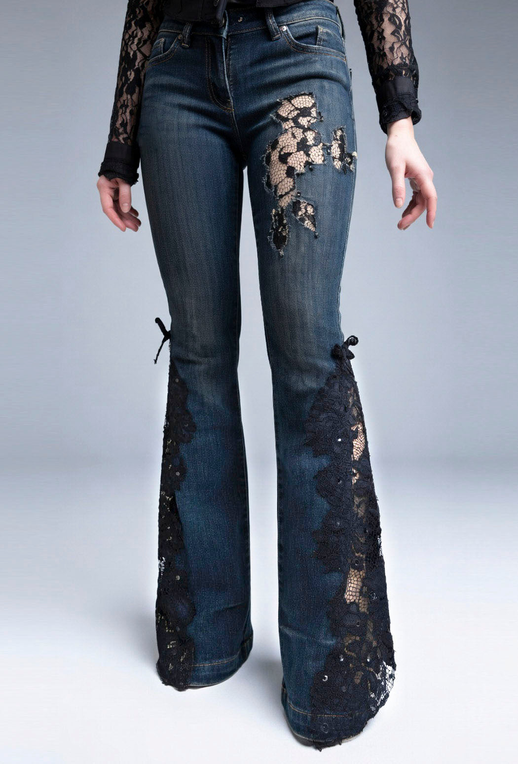 Midnight Lace Flare Stretch Jeans